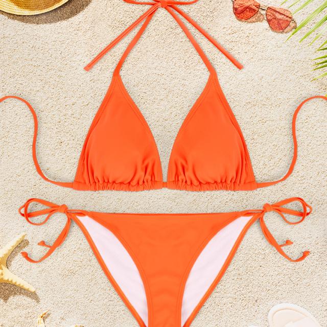 2 יחידות בגד ים ביקיני לנשים בגדי ים בצבע אחיד בגדי ים קיץ נשים bac