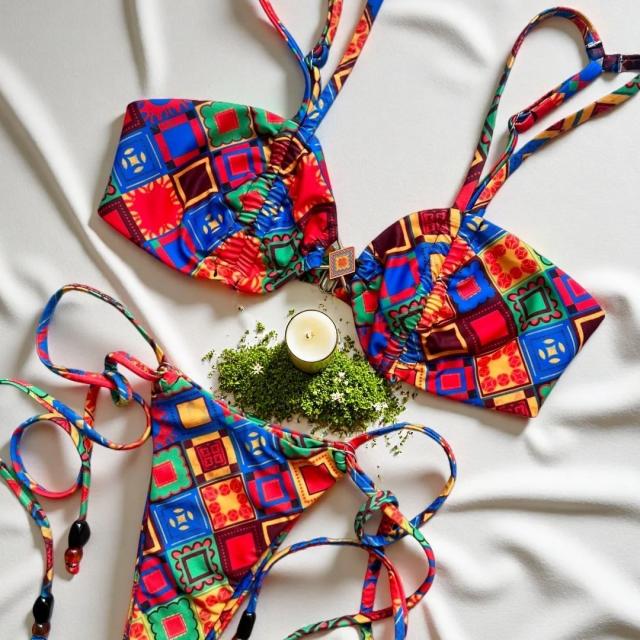 הדפסי רטרו ביקיני נשים בגדי ים בגדי ים לנשים 2026 סט מיקרו ביקיני לרחצה