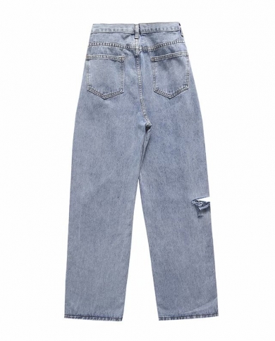 High-waist Buckle Adjustable Hole Jeans 