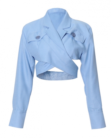 Spring Suit Collar Long-sleeved Hollow 