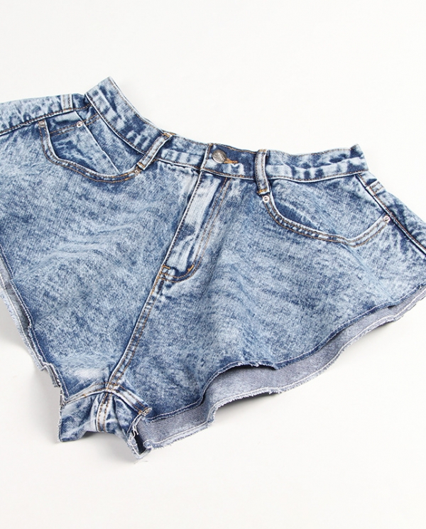 High Waist Denim Shorts Women Spring 