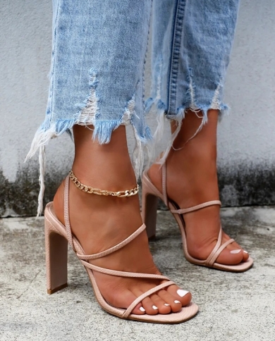 New Thick Heel Sandals High Heels Solid 