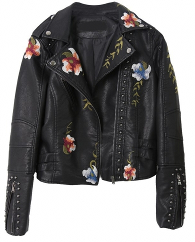 Spring New Embroidered Rivet Pu Leather 