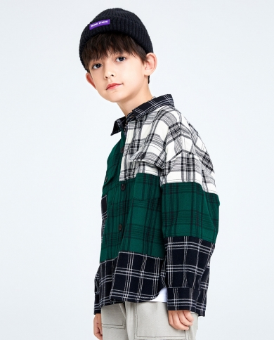 Childrens Clothing Boys Long-sleeved Plaid Shirt  New Spring And Autumn Jacket Boys Tops
