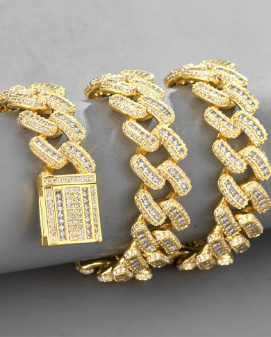 Chain Necklace Mens Accessories Hip Hop Full Zircon  Chain Inlaid Zircon Gold Necklace