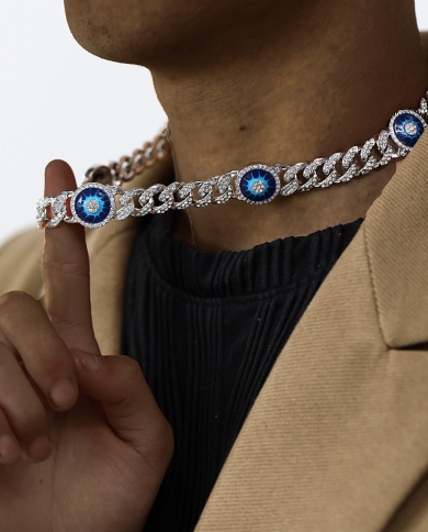 Jewelry New Hip Hop Necklace Crystal Eye Water Drop Bracelet