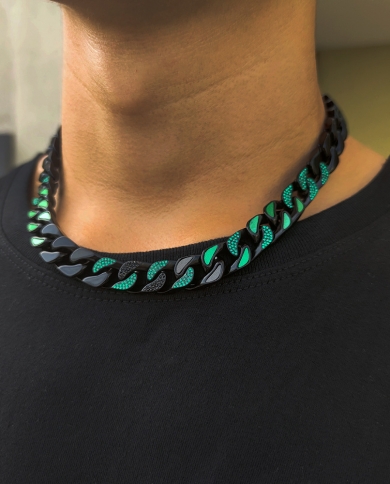 Titanium Steel Chain Necklace Hip-hop Cuban Chain Diamond-encrusted Sweater Chain