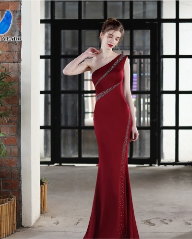 One shoulder clearance wine dress