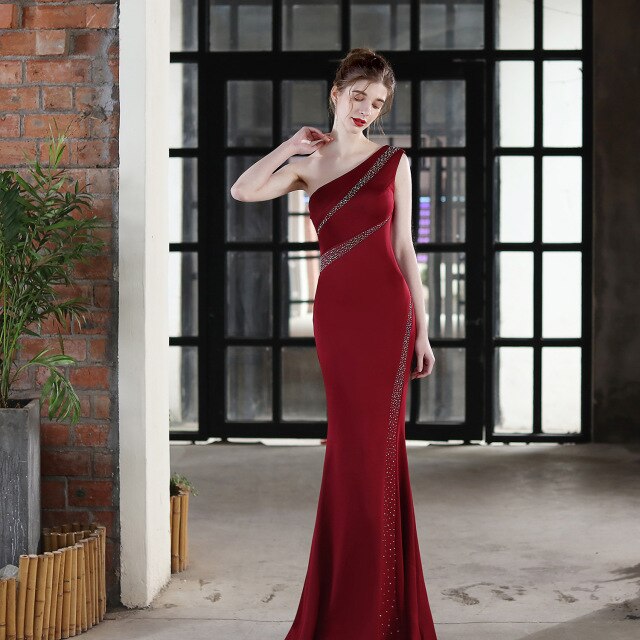 Red Mermaid Evening Dresses Womens 