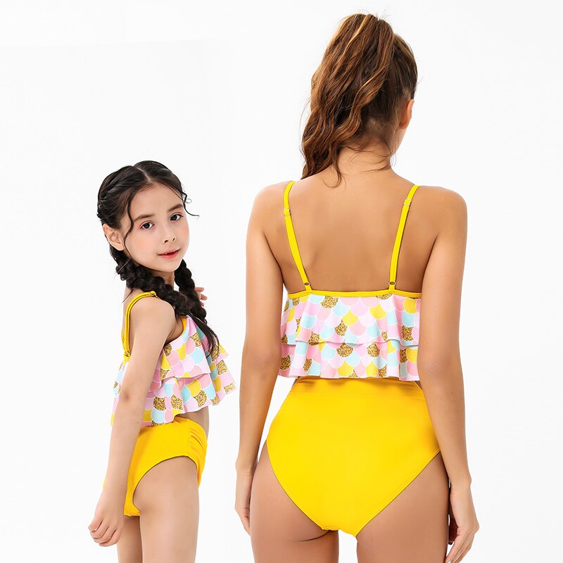 Family Matching Mother Swimsuit Mother Daughter Women Kid Baby