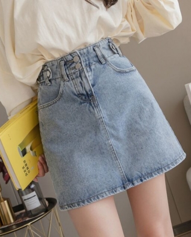 Elastic waist denim skirt new outlet look