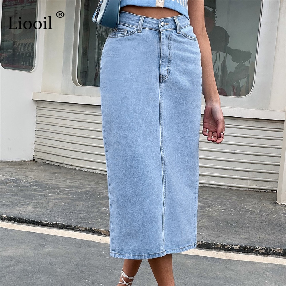 High waist 2024 midi skirt vintage