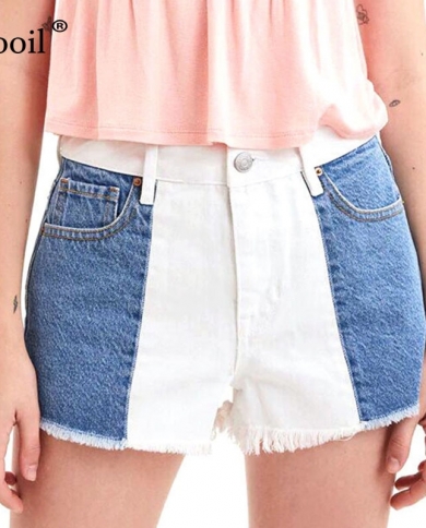 Colour block denim on sale shorts