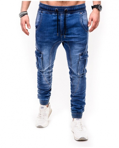 גברים חמים למכירה גינס מצויד מכנסיים ארוכים מזדמנים כותנה רב כיסים חבורה של רגל מטען גינס גברים אופנה חדשה עיפרון גינס p