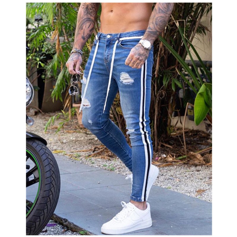 men side striped jeans