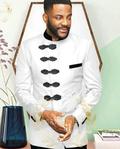Szmanlizi 2023 Latest Coat Pant Designs Stand Collar White Men Suits Formal  Groom Wear Wedding Suits Tailor Made 2 Piece Color Burgundy Size Seu46 Or  Us36