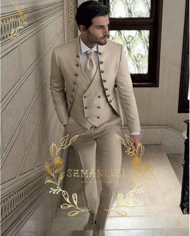 Beige wedding suits top for groom