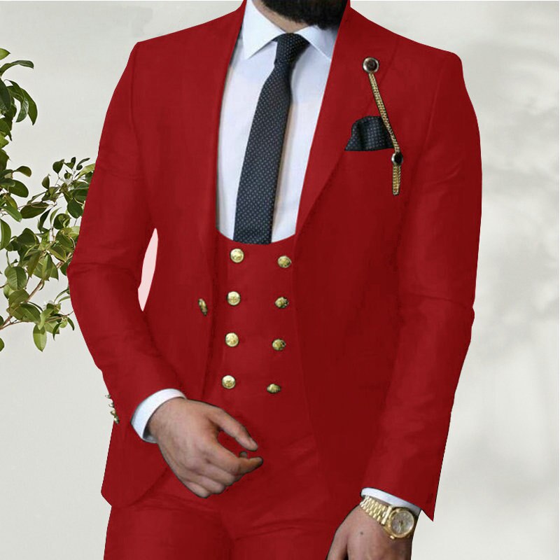 Men Suit Red Slim Fit Men Suits Latest Coat Pant Design Wedding