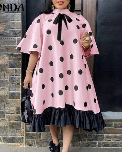 Women Autumn Dress Vintage Polka Dot 