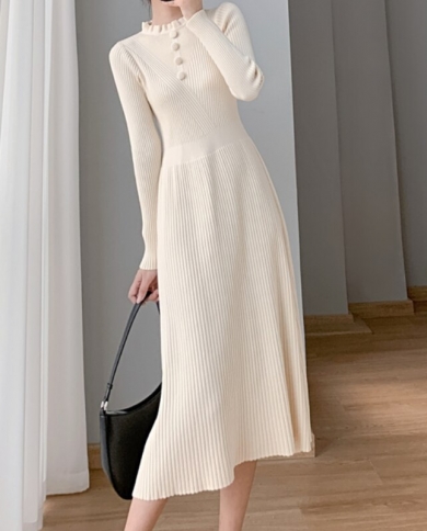 Womens Winter Sweater Midi A Line Dress 