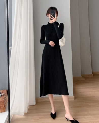 Womens Winter Sweater Midi A Line Dress 