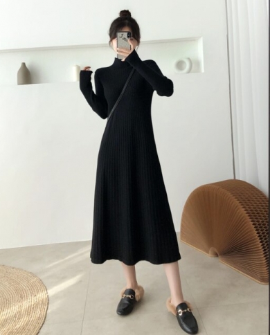 Half Turtleneck Sweater Dresses Casual 