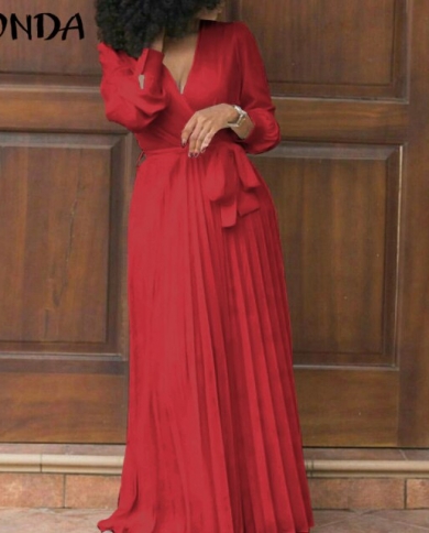 Bohemian Dress 2022 Vonda Women V Neck 