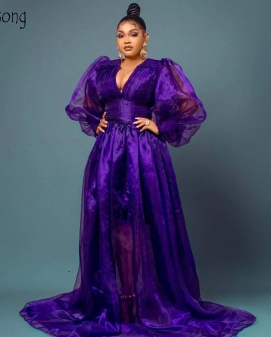 Aso Ebi Purple Elegant Prom Dresses 