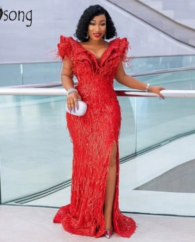 Red Mermaid South African Prom Dresses 