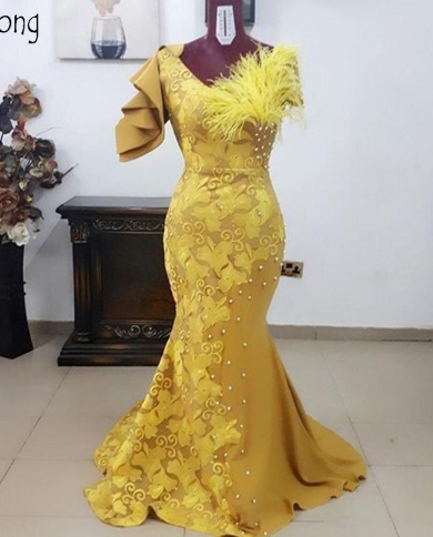 African Mermaid Lace Prom Dresses 