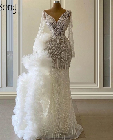 Off White Beading Lace Mermaid Evening 