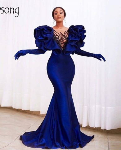 Luxury Royal Blue Mermaid Prom Dresses 