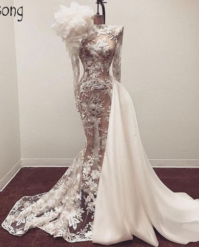 Couture Sheer Lace Mermaid Evening 