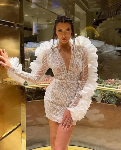 2022 Couture Glitter Lace Mini Prom 