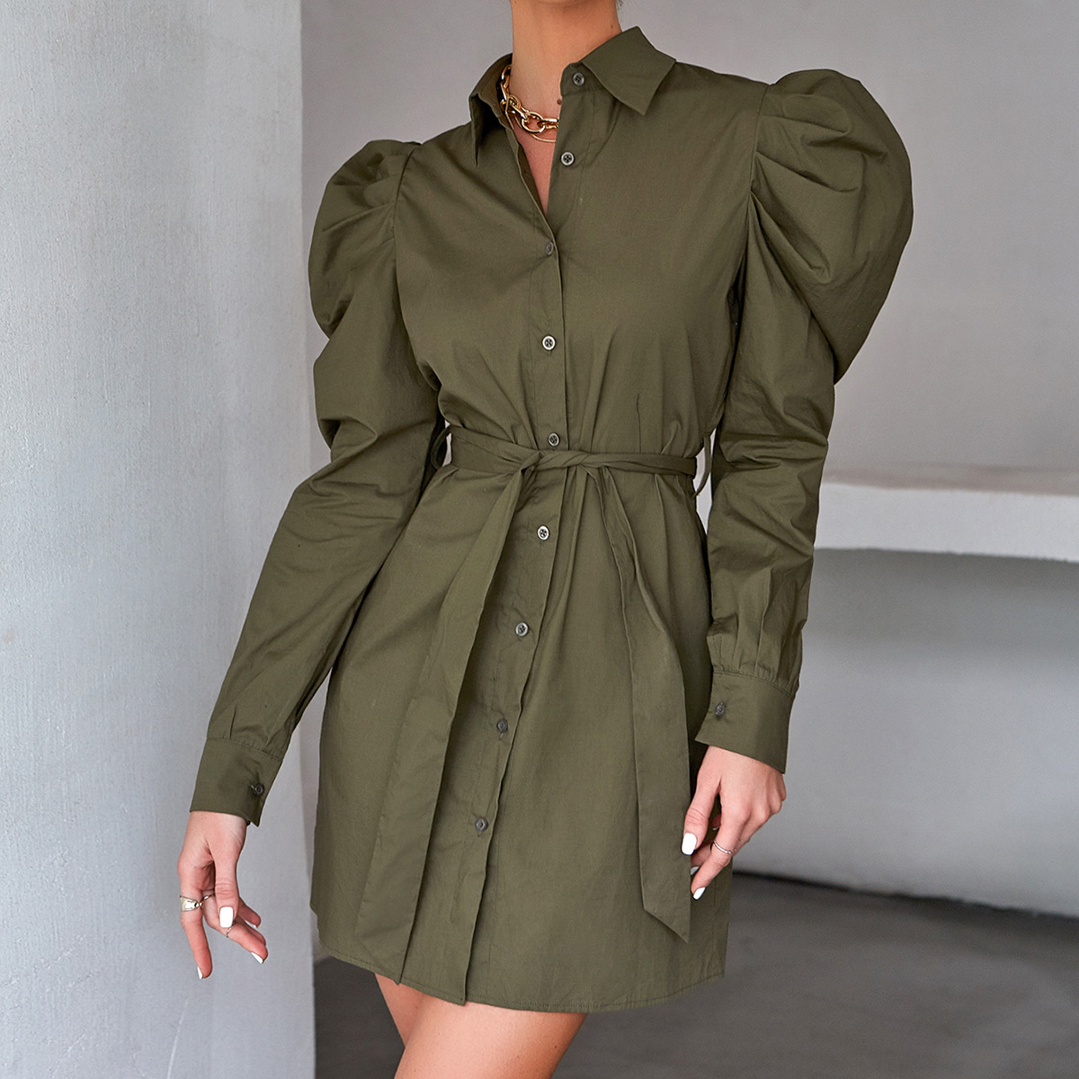 Long Sleeve Shirt Dress Womens Strappy 