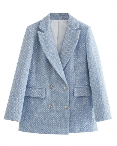 zara light blue tweed blazer