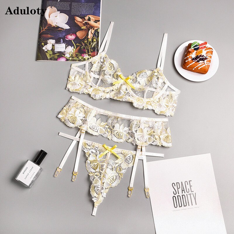 Aduloty Lingerie Sexy Bra Women's Underwear Set Lace Bandage