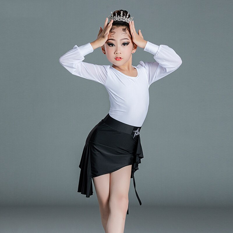 White black side slit latin ballroom dance pants for women girls