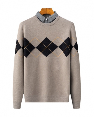 New Mens Square Pattern Shirt Collar 