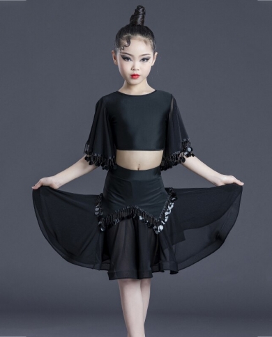 2022 Latin Dance Dress For Girls Black 