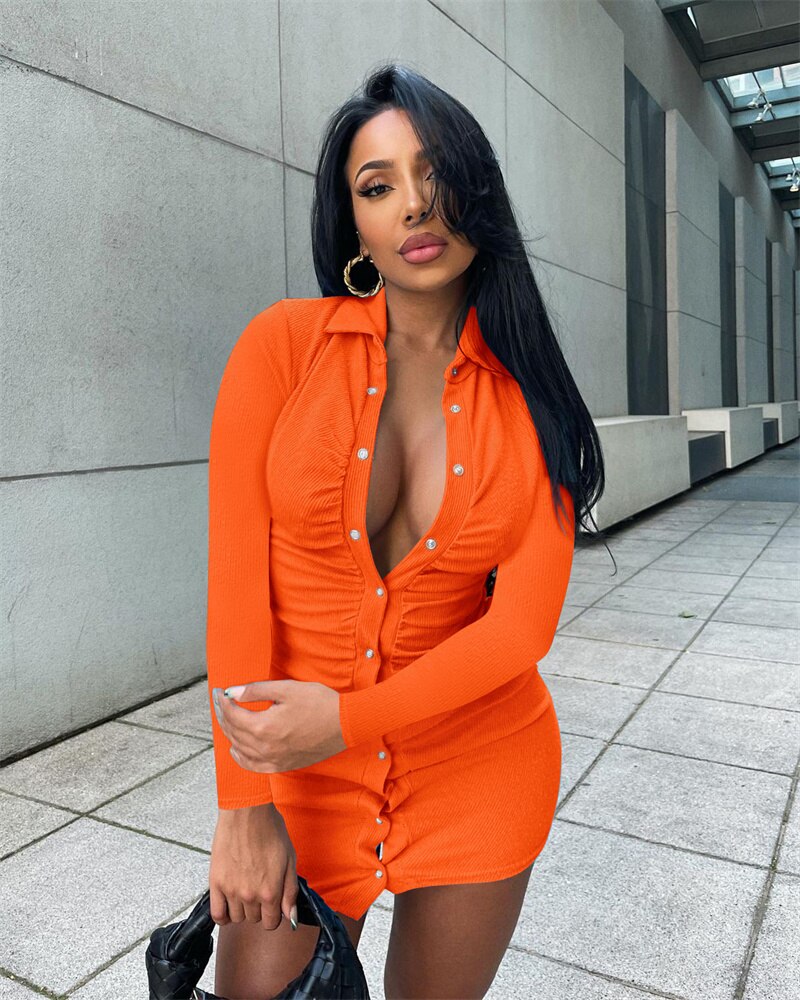 Solid Color Pleated Single Breasted Bod 