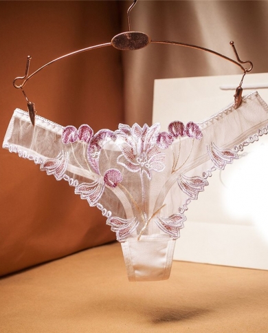 Top Peony Lace Womens Underwear Transparent Panties Ladies Seamless  Underpants Low Waist Thong Lingerie For Womenpanti Farbe White