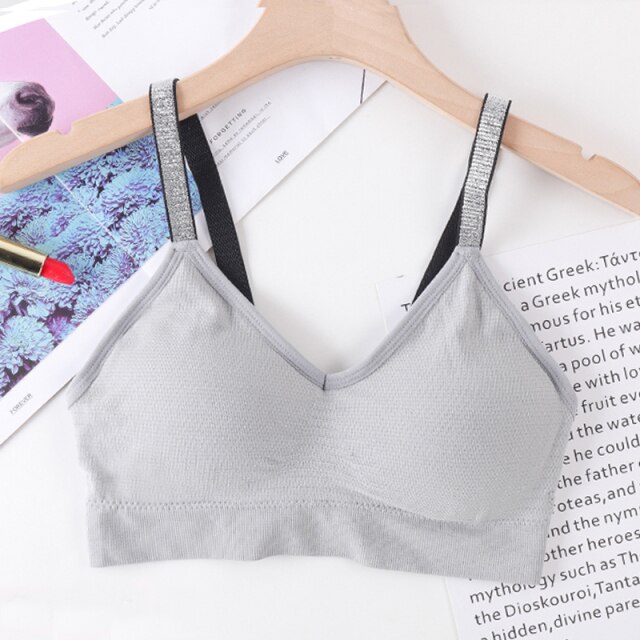Seamless Bras For Women Solid Push Up Bra Cotton Bralette Brassiere  Comfortable Wireless Underwear V Padded Female Ling Color gray active bra  Bands Size Cup AorB