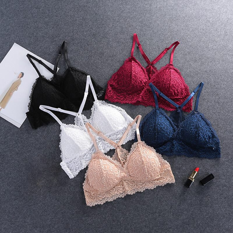 Bra Wireless Bras For Women Lingerie Bh Lace Bralette Push Up Bra Plus Size  Y Line Straps Backless Lace Bras Large Size Farbe Burgund