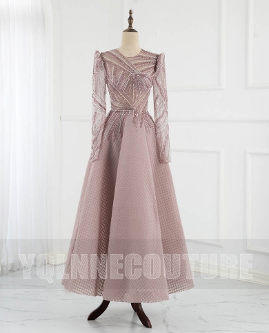 Yqlnne Vestidos Dusty Pink Beaded 