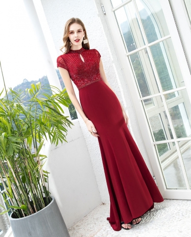Yqlnne Wine Red Long Evening Dress 
