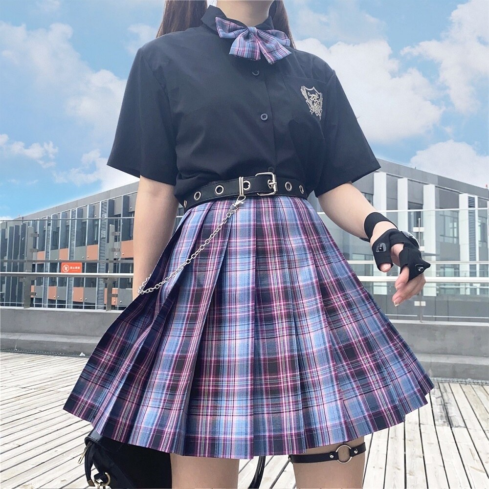 Mini Skirts Women 2023 Summer Autumn Winter Pleated Skirt Plaid