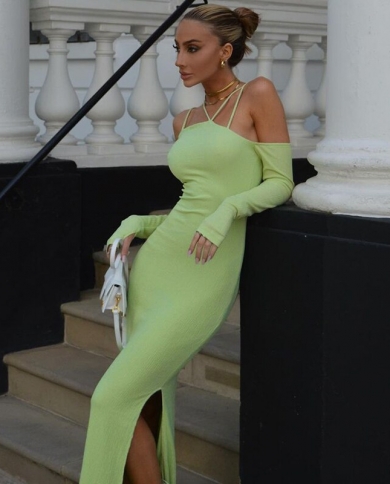 Hirigin Elegant Straps Slit Dress For 