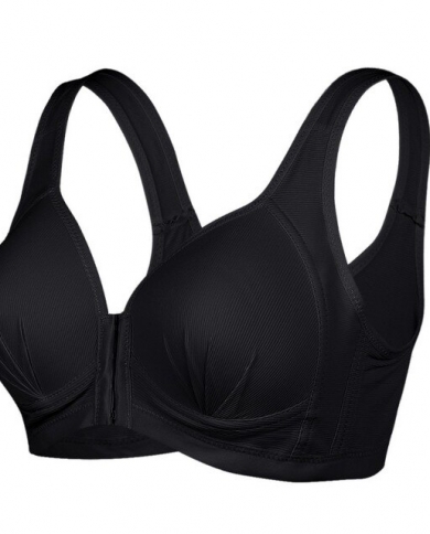 Plus Size Push Up Bra Front Closure Solid Color Brassiere Wireless Bralette  Breast Seamless Bras For Women Dropsports B Color Black Ships From China