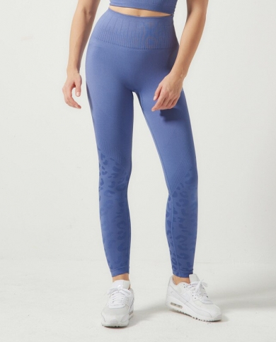 סלספור נמר יוגה חותלות ספורט נשים מותן גבוה מכנסי כושר ספורט אישה ללא תפרים צבע אחיד חדר כושר ריצה